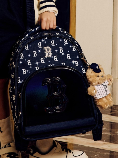 Balo MLB [KIDS] Lux Monogram School Bag Boston Red Sox Navy