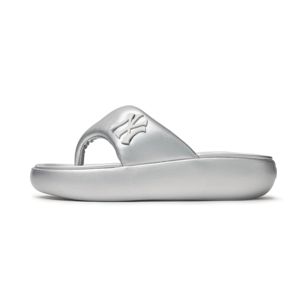 Dép MLB Korea Base Flip Flop Silver New York Yankees Grey
