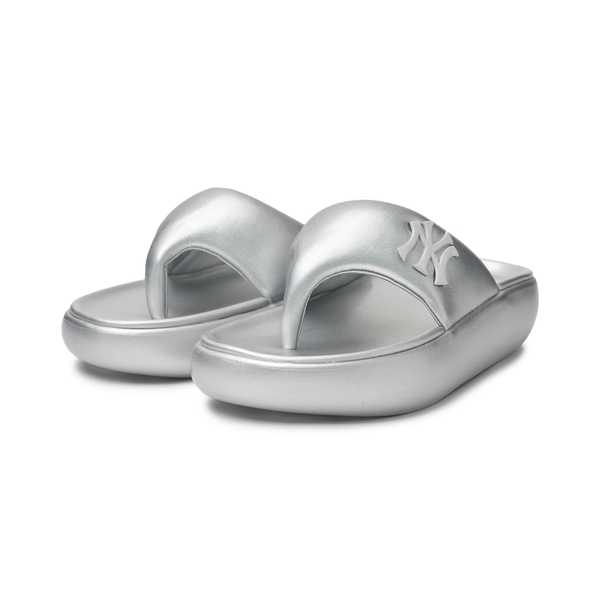 Dép MLB Korea Base Flip Flop Silver New York Yankees Grey