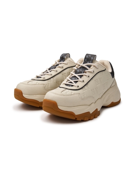 Giày MLB Korea BigBall Chunky Embo Mono New York Yankees Ivory