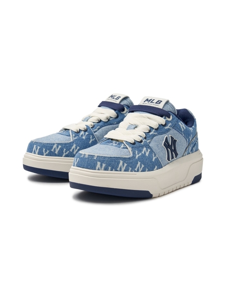 Giày MLB Korea Chunky Liner Denim Classic Mono New York Yankees Blue
