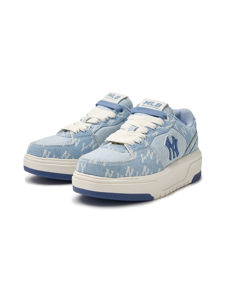 Giày MLB Korea Chunky Liner Denim Classic Mono New York Yankees Skyblue