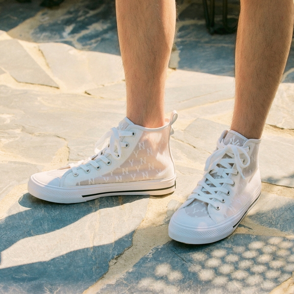 Giày MLB Playball High Monogram Mesh New York Yankees Grey