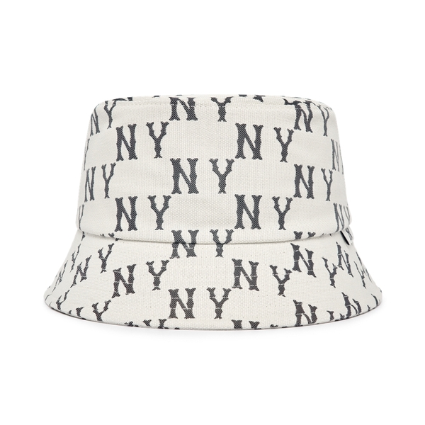 Nón MLB Bic Classic Monogram Bucket Hat New York Yankees Cream