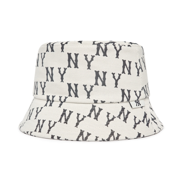 Nón MLB Bic Classic Monogram Bucket Hat New York Yankees Cream
