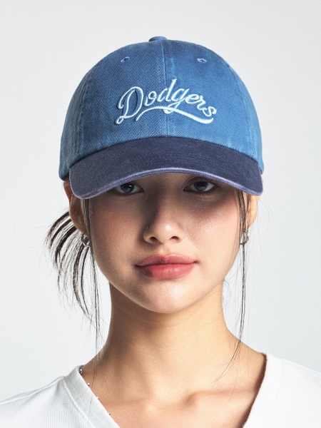 Nón MLB Korea Varsity Vintage Culsive Color Block Unstructured Ball Cap LA Dodgers Indigo