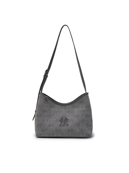 Túi MLB Classic Mono Denim Embossed Bucket Bag New York Yankees Grey
