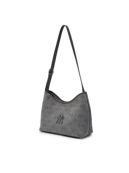 Túi MLB Classic Mono Denim Embossed Bucket Bag New York Yankees Grey