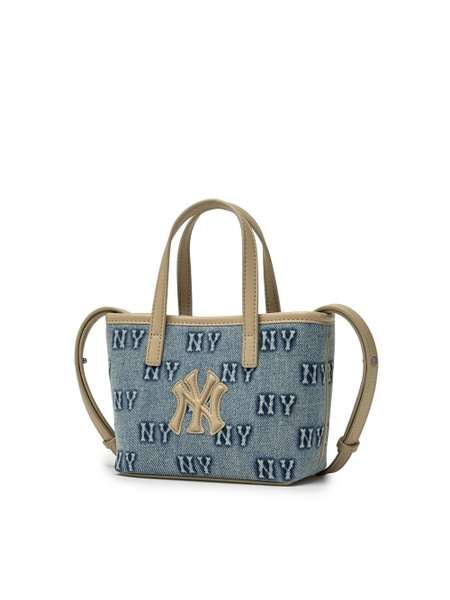Túi MLB Classic Mono Denim Embossed Mini Crossbody Bag New York Yankees Blue