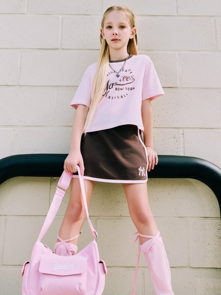 Túi MLB Varsity Nylon Hobo Bag New York Yankees Pink