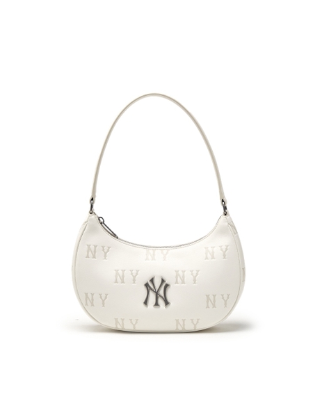 Túi MLB Classic Mono Embossed Hobo Bag New York Yankees Cream