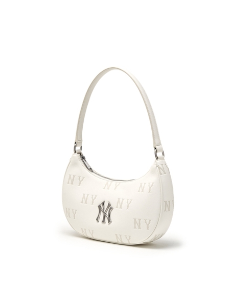 Túi MLB Classic Mono Embossed Hobo Bag New York Yankees Cream
