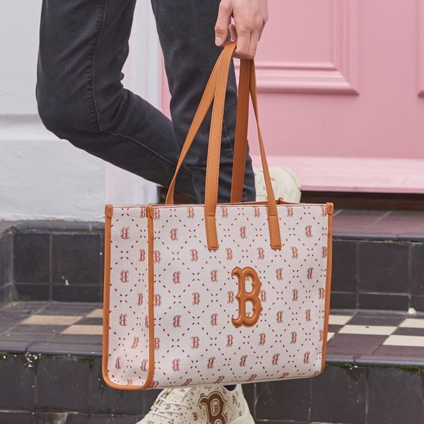 Túi MLB Diamond Monogram Jacquard Large Tote Bag Boston Red Sox Brown