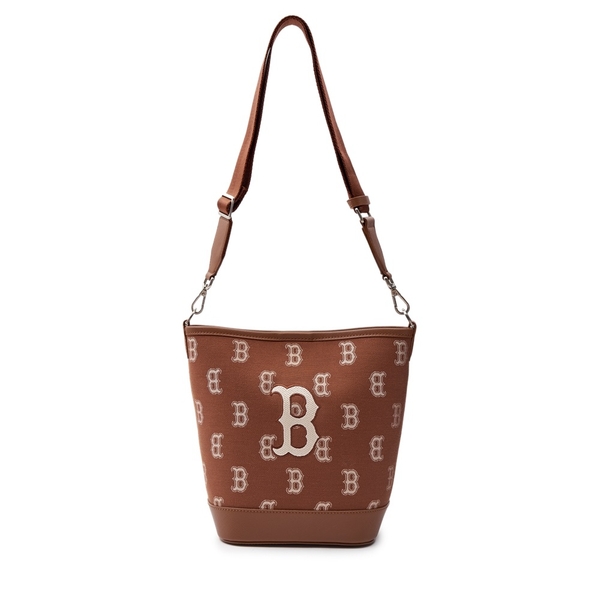 Túi MLB Korea Big Classic Monogram Jacquard Bucket Bag Boston Red Sox Brown