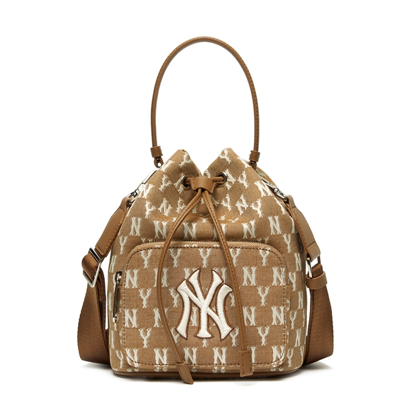 Túi MLB Monogram Jacquard Bucket Bag New York Yankees Beige