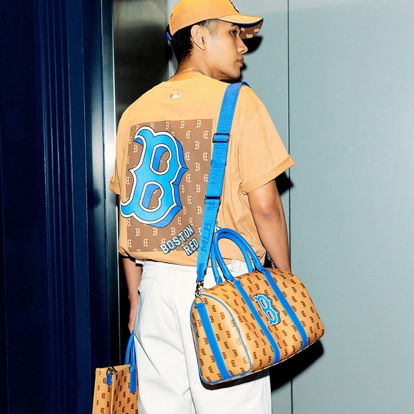 Túi MLB Monotive Coated Canvas Boston Bag M Boston Red Sox Sand