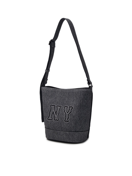 Túi MLB Korea Basic Mega Logo Denim Bucket Bag New York Yankees Black