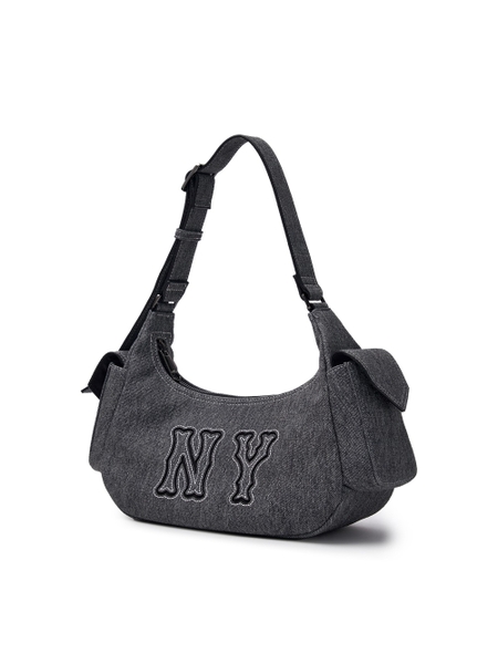 Túi MLB Korea Basic Mega Logo Denim Cargo Bag New York Yankees Black