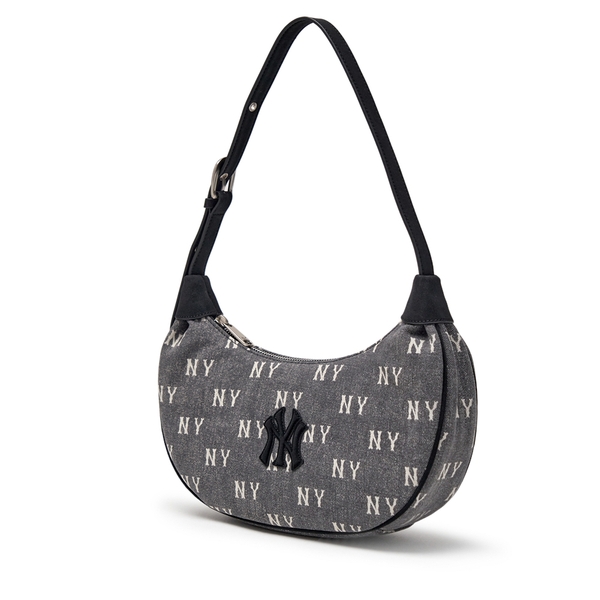Túi MLB Classic Mono Vintage Denim Hobo Bag New York Yankees Grey