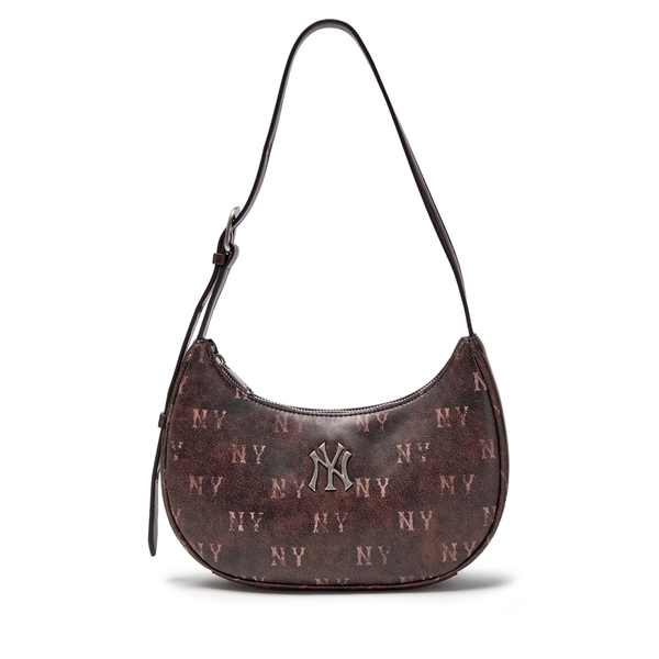 Túi MLB Classic Mono Vintage PU Hobo Bag New York Yankees Brown