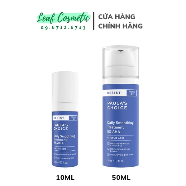 Tẩy Da Chết, Làm Sáng Da Cho Da Thường Khô Paula's Choice Resist Daily Smoothing Treatment 5% AHA 10ml