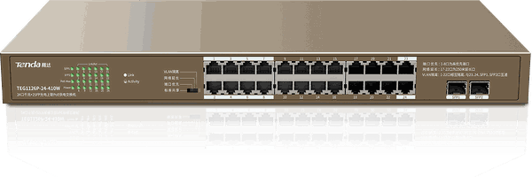 Switch TENDA TEG1126P-24-410W (24 Gigabit PoE Port - 2 SFP Port)