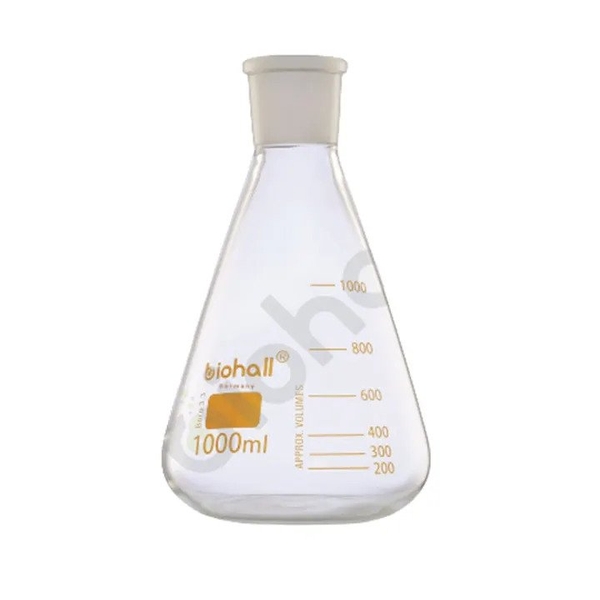 Bình tam giác có nút nhám Biohall chữ trắng