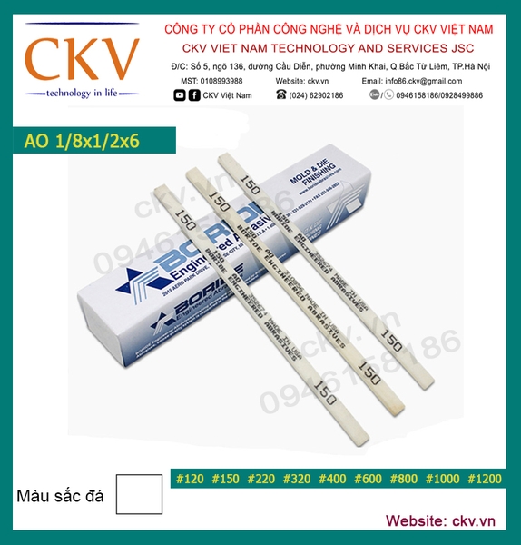 Đá mài dầu Boride AO #600 1/8x1/2x6