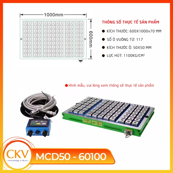 Bàn từ điện MCD50-60100 nhập khẩu với 117 ô vuông từ