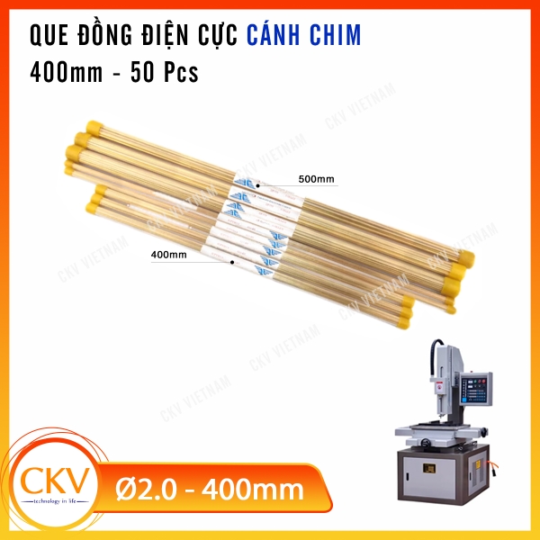 Que đồng điện cực EDM Ø2.0mm 400mm 50Pcs/hộp Cánh Chim chính hãng | CKV VIETNAM