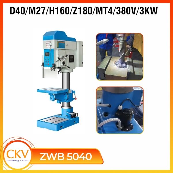 Máy khoan & taro đứng hộp số tự động ZWB5040 - D40/M27/H160/Z180/MT4/380V/3KW