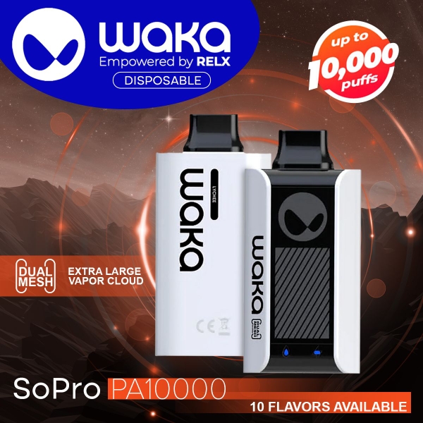 WAKA soPro Dual Mesh PA10000 Empowered By RELX Puffs Disposable Vape | Vape Pod 1 lần có sạc