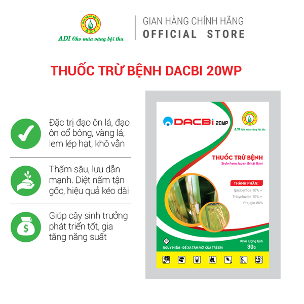 Thuốc trừ bệnh Dacbi 20WP