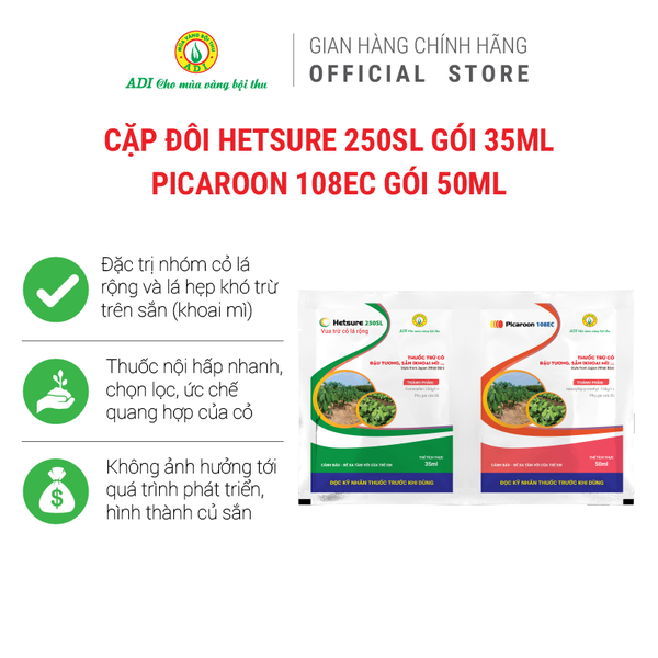 Cặp đôi Hetsure 250SL gói 35ml Picaroon 108EC gói 50ml