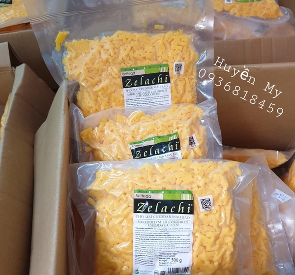 Phô Mai Bào Sợi Cheddar Màu Zelachi 500g