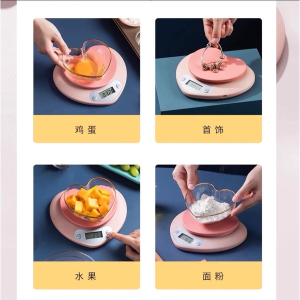 Cân Điện Tử Tim Hồng - Tặng Kèm 2 Pin