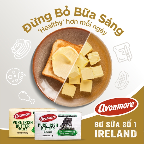 Bơ mặn/lạt cao cấp Avonmore Ireland 200g