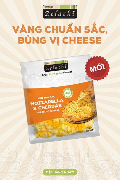 Phô Mai Mozzarella Sợi Mix Cheddar Bottega Zelachi 200G