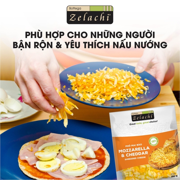 Phô Mai Mozzarella Sợi Mix Cheddar Bottega Zelachi 200G