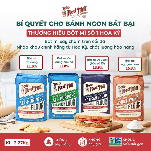 Bột Mì Nguyên Cám Bob's Red Mill 2.27kg
