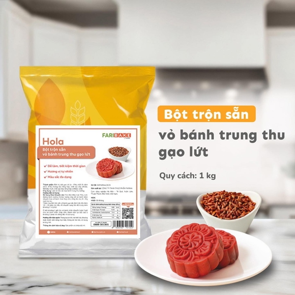 Bột trộn sẵn vỏ bánh trung thu gạo lứt Hola Farina 1kg