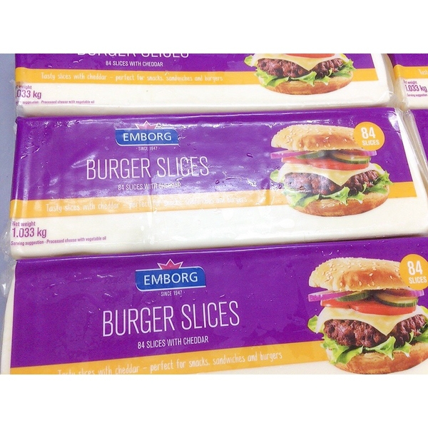Phô Mai Lát Burger Slices 84 miếng 1.033kg - Emborg Burger Slices 1.033kg