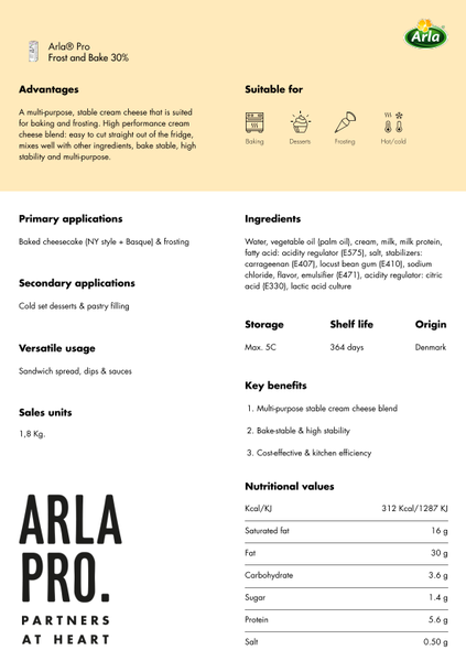Cream cheese Arla FROST & BAKE 1.8KG I EXP: 01.2026