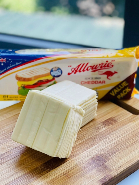 Phô Mai Lát Cheddar Allowrie  1Kg - Cheddar Cheese Slice Allowrie Allowrie (81Lát)
