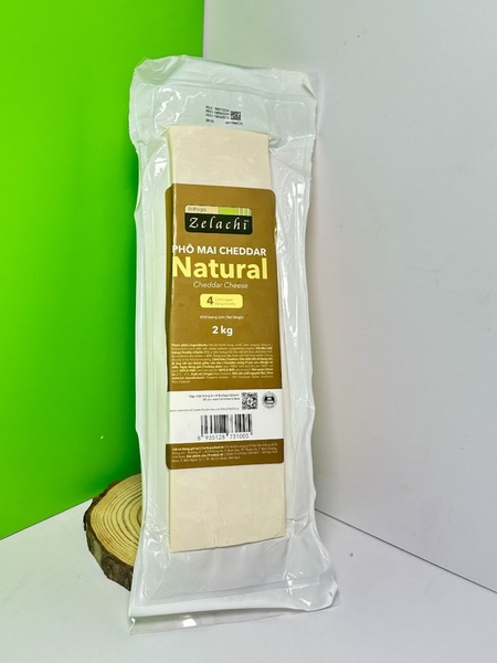 Phô mai Cheddar Natural Zelachi Block 2kg