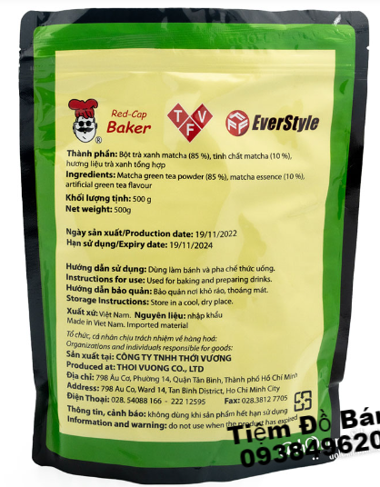 Bột Trà Xanh Matcha EverStyle Red Cape 500g - Matcha Đài Loan 500G EverStyle Red Cape