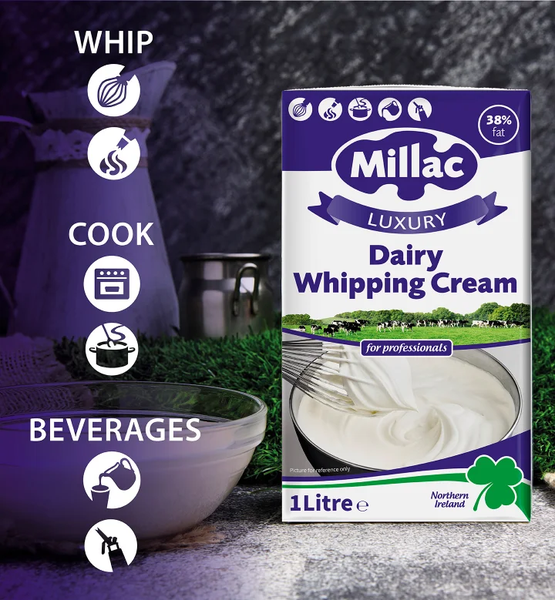 Whipping Cream 38% Fat Millac Luxury 1Lít