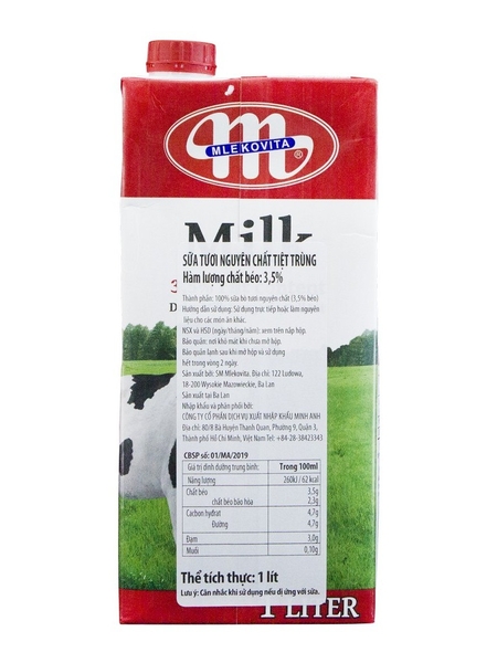 Sữa Tươi Nguyên Kem Full Cream Mlekovita Balan 1Lít