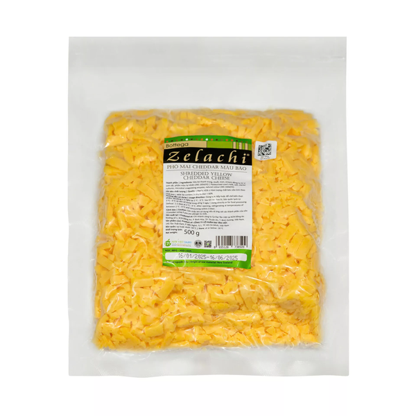 Phô Mai Bào Sợi Cheddar Màu Zelachi 500g