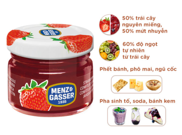 Mứt trái cây Menz Gasser 28g - Lốc 10 hũ